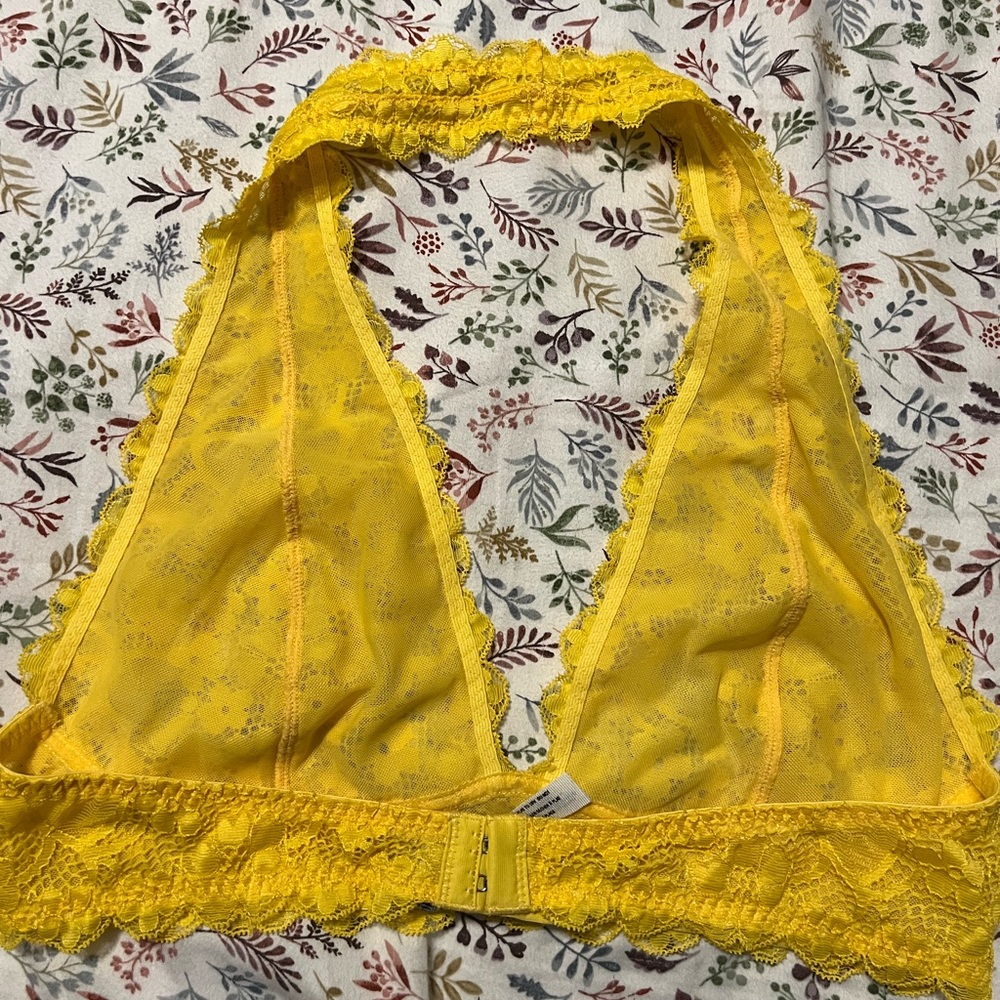 Free People Lace Halter Bralette Set - Yellow and Cream - Picture 4 of 7